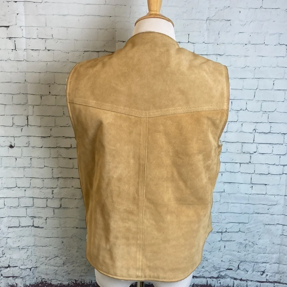 Vintage The Leather Shop Sears Suede Vest Faux Shearling Lining M Western Rodeo